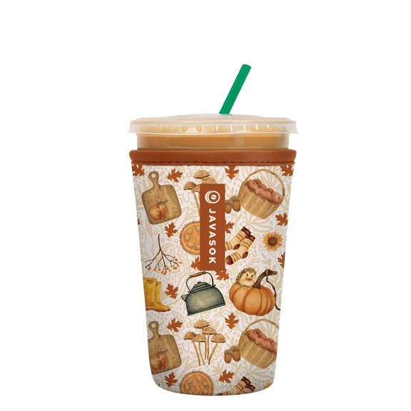 Sok It JavaSok Iced Coffee & Cold Soda Insulated Neoprene Cup Sleeve (Cozy Season, Medium: 22 - 28oz)