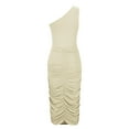 thumbnail image 6 of Women's Sexy Bodycon One Shoulder Sleeveless Ruched Midi Club Party Dress, 6 of 8