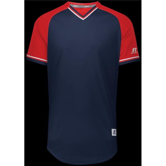 Adult Classic V-Neck Jersey - Navy, True Red & White - Small