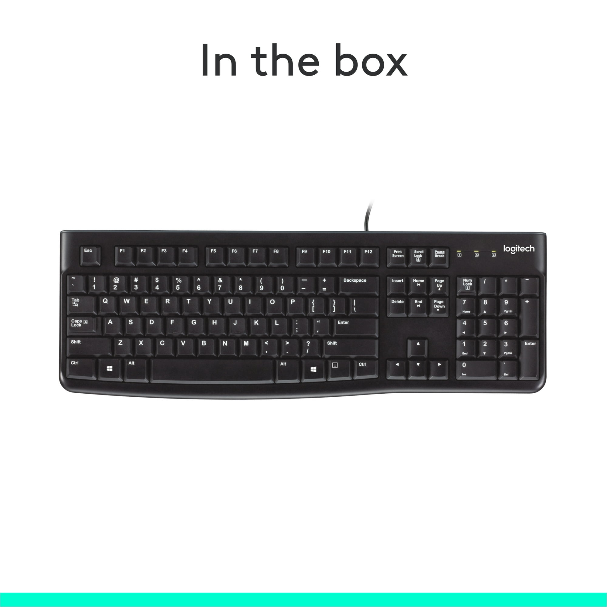 Logitech K120 Wired Keyboard for Windows, USB Plug-and-Play, Full-Size, Spill-Resistant, Curved Space Bar, Compatible with PC, Laptop, Black