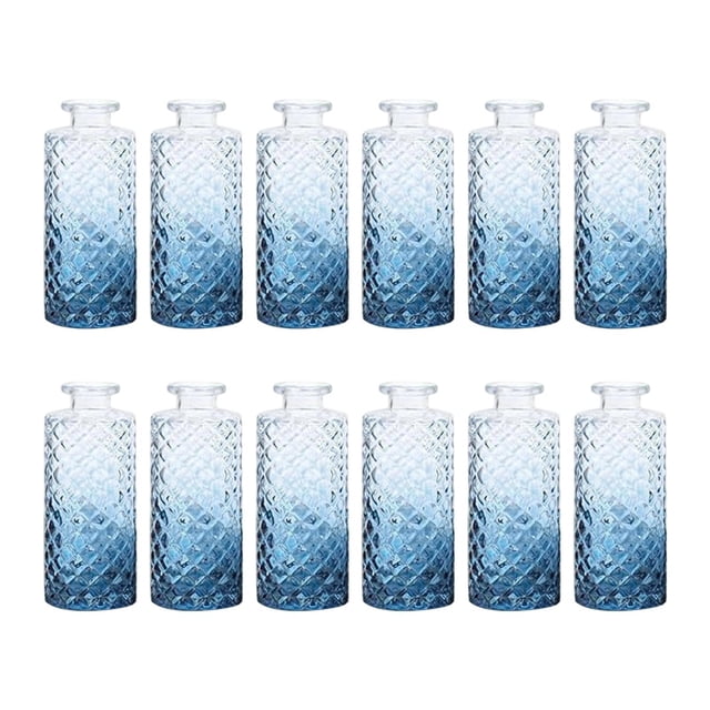 12 jarrones de cristal con forma de capullo, jarrones decorativos para el hogar, contenedores sencillos para plantas. Azul degradado