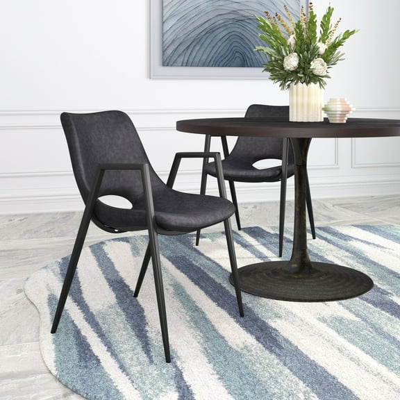 Desi Dining Chair Black Dining Chair, Modern Style, Plush and durable faux leather fabric, Plywood, Indoor Dining