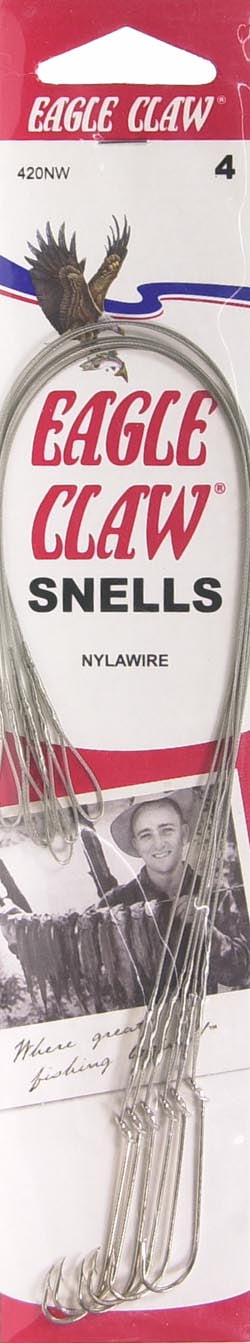(2 pack) Eagle Claw 420NWH-4 Snelled Nylawire 2X Long Shank Hook, Nickel, Size 4, 5 Pack