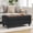 Black Faux Leather, variant on HASLE Storage Ottoman Bench with Wooden Tray, Upholstered Ottoman Coffee Table with Hidden Storage for Living Room Bedroom, Khaki