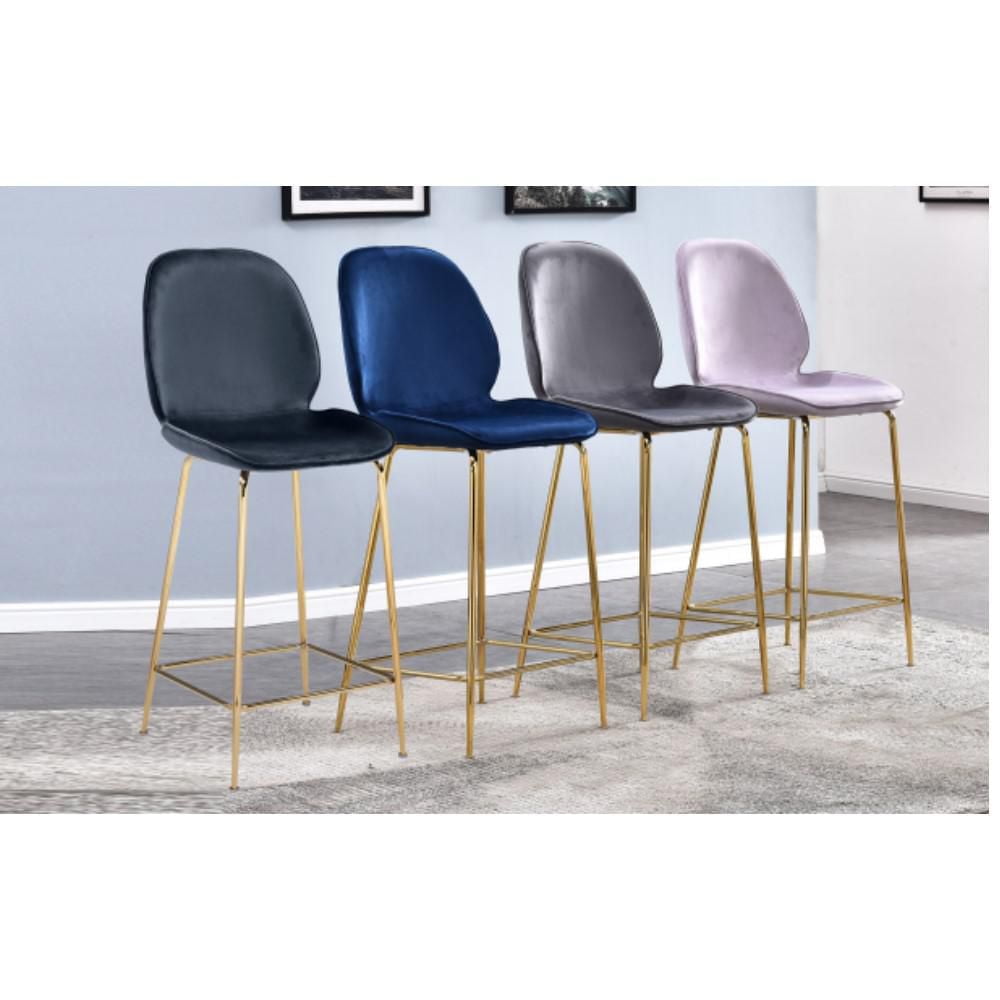 Tabouret avec pieds en métal doré – Tabouret élégant et stylé, parfait pour les bars ou les tables hautes, doté d'un siège rembourré rose confortable et de pieds dorés élégants pour une touche moderne