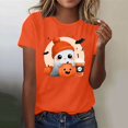 thumbnail image 4 of Yeaiivve Cute Tunic Tops for Women Halloween Cartoon Ghost Printed Graphic Tees Loose Fit Casual Holiday T-Shirts Soft Comfy Crewneck Pullover M, 4 of 7