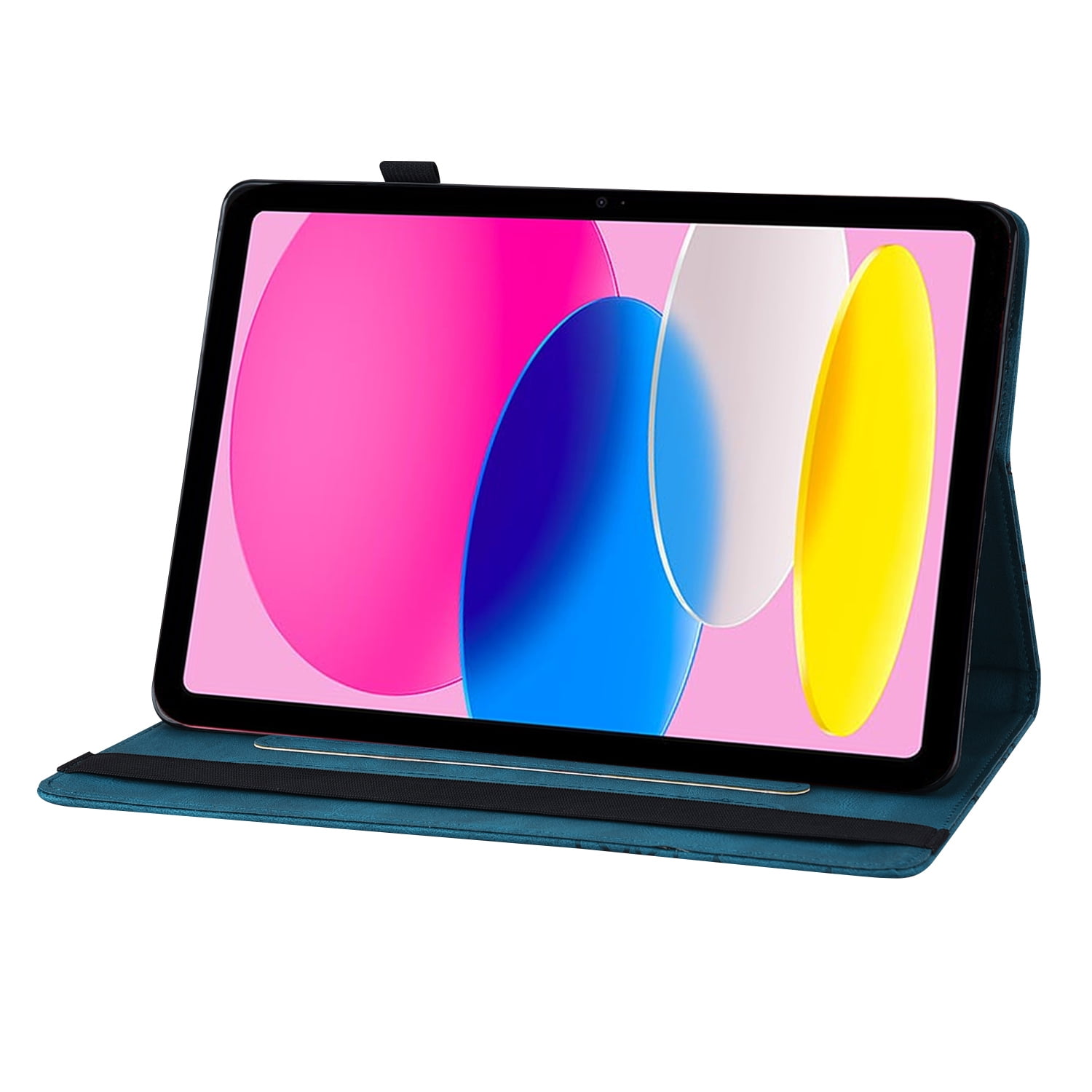 TECH CIRCLE iPad Case for iPad 10th Generation 2022, Slim Folio Stand Butterfly Embossed PU Leather Magnetic Wallet Cover with Pencil Holder & Elastic Strap for iPad 10th Generation 10.9" 2022,Blue