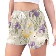 thumbnail image 2 of FORMRS Womens Swim Shorts Mesh Liner Quick Dry Casual Beach Board Bottom with Pockets, Sizes S-2XL, Purple Floral Rabbit, 2 of 9