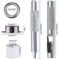 thumbnail image 2 of 100 Uds. Juegos de ojales Kit de ojales de 14mm herramientas para ojales Kit de ojales con ojales de metal con herramientas para ojales para reparación de tiendas de lona de lona plateadas, 2 of 5