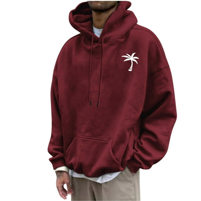 QIPOPIQ Men's Graphic Print Long Sleeve Drawstring Hoodie Pullover Sweatshirt Clearance