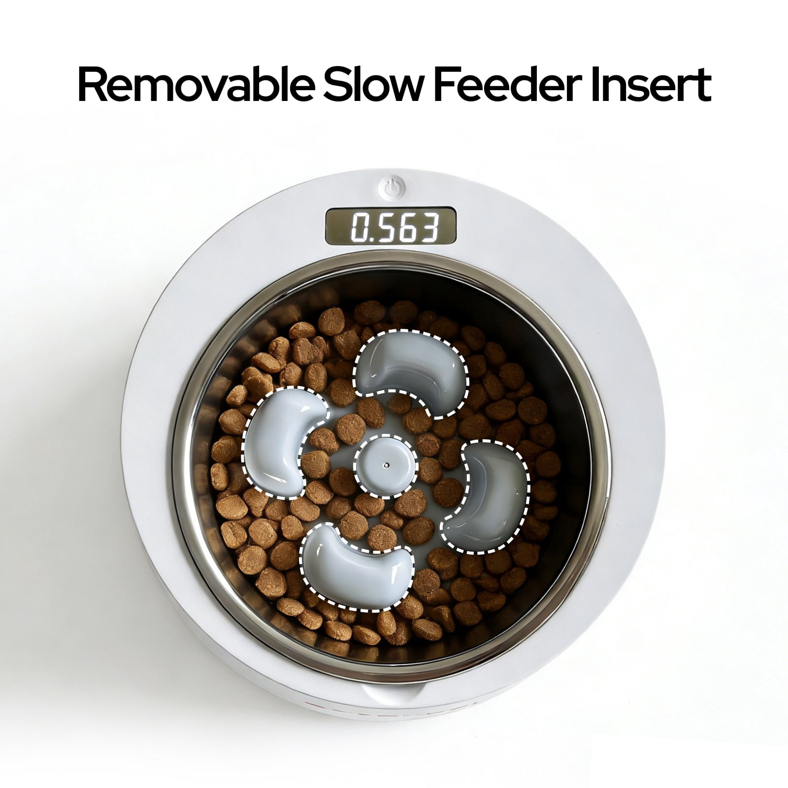 SATELLAI Smart Dog Bowl with Weight & Slow-Feed Function, Accurate Digital Scale, Removable Slow Feeder Insert, Dishwasher Safe, Ideal for Small to Medium Dogs