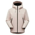 thumbnail image 3 of Plus Size Fashion Rain Jacket For Women Loose Solid Color Matching Layer Windproof Mountaineering Clothing Long Sleeve Hooded Winter Pink Adjustable Windbreaker S-3XL, 3 of 4
