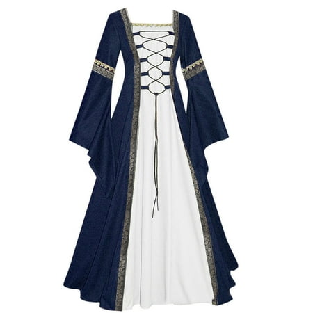 

White Dress Gothic Dress Women s Vintage Celtic Medieval Floor Length Renaissance Gothic Cosplay Dress Dresses for Women 2022 Wedding Guest Maternity Dress on Sales Navy 5XL