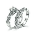 thumbnail image 3 of Matching Rings White Gold Plated Couple Rings CZ Wedding Ring Sets for Him and Her, 3 of 7