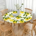 thumbnail image 3 of Vintage Lemon Pattern Tablecloth Yellow Fruit Print Cute Retro Style with Fresh Floral Accent, 3 of 7
