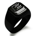 thumbnail image 1 of Stainless Steel Letter E Initial 3D Monogram Engraved Engraved Square Flat Top Biker Style Polished Signet Ring, 1 of 1