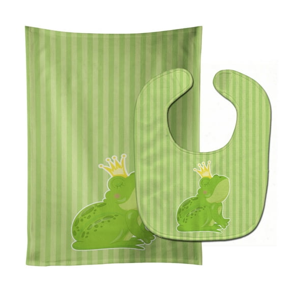 Prince Frog Baby Bib and Burp Cloth
