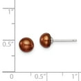thumbnail image 2 of Beautiful Sterling Silver Rh-plated 6-7mm Brown FW Cultured Button Pearl Stud Earring, 2 of 2