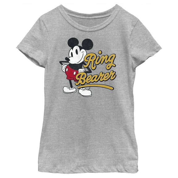 Girl's Mickey & Friends Mickey Mouse Retro Ring Bearer Graphic Tee Athletic Heather X Large