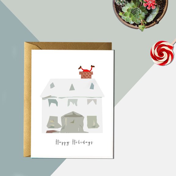 Happy Holidays Card with Whimsical House Design Perfect for Christmas Greetings Envelope Included Ideal for Family and Friends