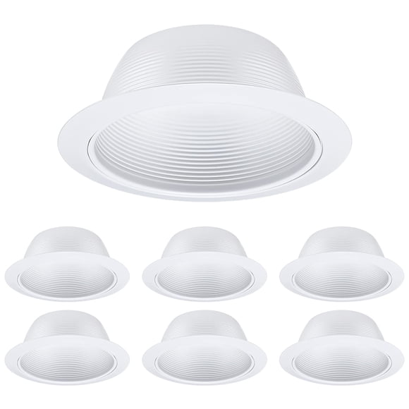 TORCHSTAR 6 Pouces Classique Blanc Encastré Peut Garniture Légère, Déflecteur de Marche avec Anneau Détachable, Tout en Métal, Convient pour Remodelage Halo/Juno Reces