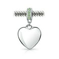 thumbnail image 3 of Bling Jewelry Womens Initial Alphabet Bead Charm Light Green Crystal Heart Sterling Silver Bracelet, 3 of 4