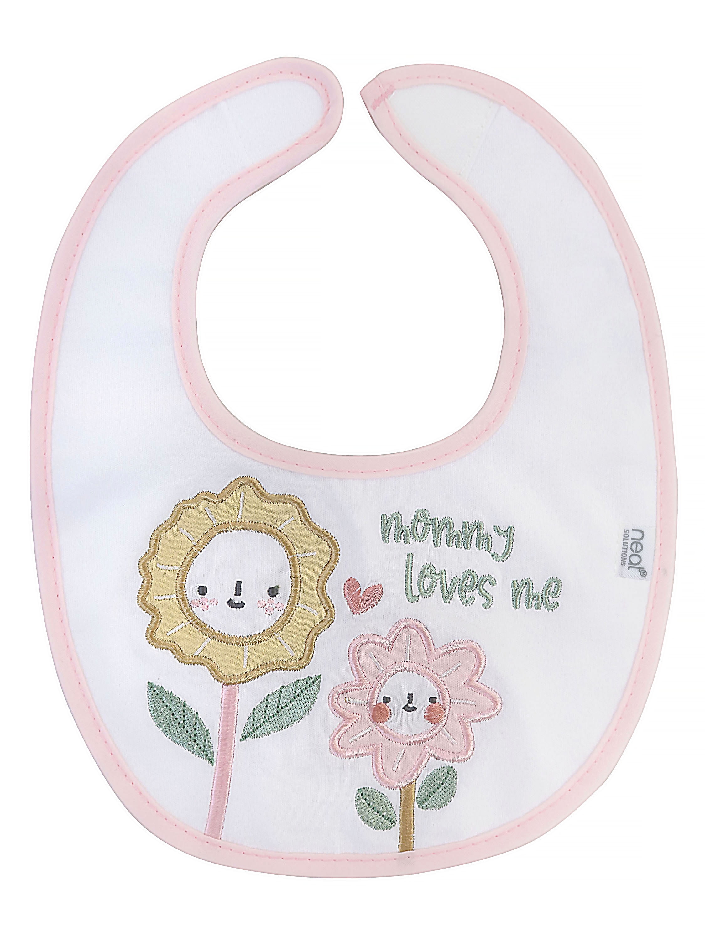 Neat Solutions 3 Pack Girl Print & Solid Infant Milk Bibs