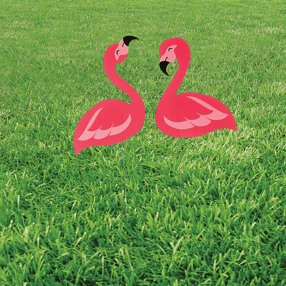 Flamingo Flock Yard Set - Party Decor - 10 Pieces