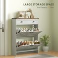thumbnail image 4 of HOMCOM Slim Shoe Cabinet, Farmhouse Shoe Storage Cabinet with Flip Drawers, 4 of 10