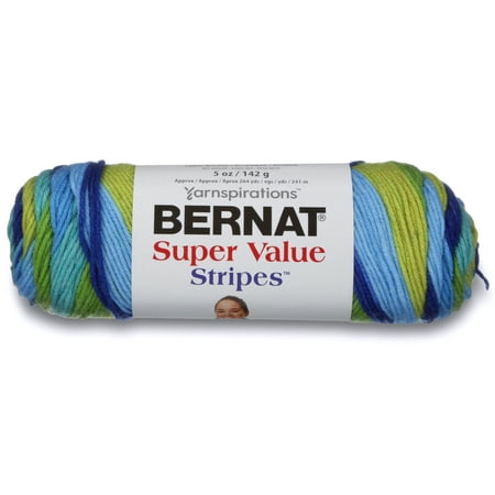 Bernat Super Value Stripes 4 Medium Acrylic Yarn, Meadow Stripes 5oz/142g, 264 Yards