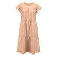 thumbnail image 3 of Franhais Women's Crew Neck Casual Short Sleeve Ruffle-Trim Summer Mini Dresses, 3 of 9