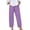 Purple, variant on Staron Spring Casual Pants for Women Linen Straight Leg Ankle-Length Trousers Solid Color Tie-Waist Relaxed Comfy Everyday Wear, Purple L