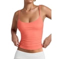 thumbnail image 3 of Womens Adjustable Camisole Sleeveless Square Neck Spaghetti Strap Tank Tops Basic Shirt Orange XXL, 3 of 8