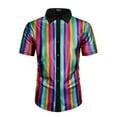 thumbnail image 5 of INSPIRE CHIC Shiny Metallic Shirts for Men's Short Sleeves Button Down Party Disco Shirts S Rainbow, 5 of 5