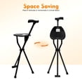 thumbnail image 4 of Folding Walking Cane with Tripod Chair Seat Stool Heavy Duty Adjustable Portable, 4 of 12