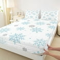 thumbnail image 3 of Homewish Kawaii Snowflake Full Size Sheets for Teens, Merry Christmas Bed Sheets, White Blue Cartoon Sheet Sets, Ultra Soft Bedroom Decor, 4pcs, 3 of 7