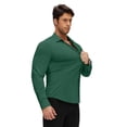 thumbnail image 4 of Youclos Men’s Solid Long Sleeve Button‑Up Dress Shirt, Stretch Wrinkle Resistant Slim Fit Shirt, 4 of 8