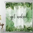 thumbnail image 2 of Sage Green Plant Shower Curtain for Bathroom Decor, Tropical Palm Leaves and Banana Leaf on Abstract Marble Shower Curtain with Hooks, Funny Get Naked Bathroom Shower Curtains Set, 72X84 inch, 2 of 6