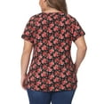 thumbnail image 3 of Agnes Orinda Plus Size Tops for Women Floral Printed Short Sleeve Round Neck Loose Casual Basic Tee Shirt, 3 of 5