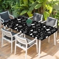 thumbnail image 2 of Christmas Black Table Cloths for 6 Foot Rectangle Tables, Xmas Tree Winter Snowflakes Plants Holiday Patio Waterproof Elastic Fitted Tablecloths, Washable Rectangular Table Cover for Camping, 2 of 8