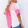 thumbnail image 5 of Aloohaidyvio hanes tops for womens ,Fashion Women Causal Button Patchwork Blouse Short Sleeve T-Shirt Summer Tops, 5 of 6
