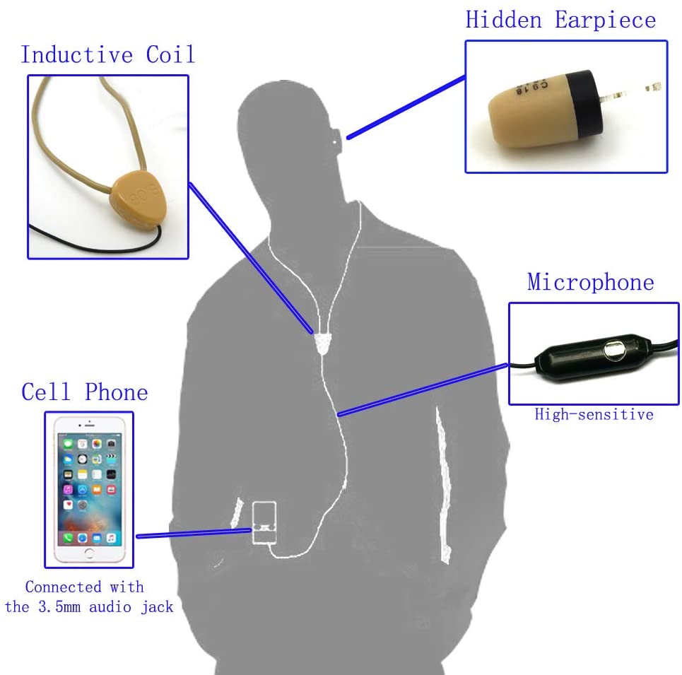 hidden earpiece and microphone