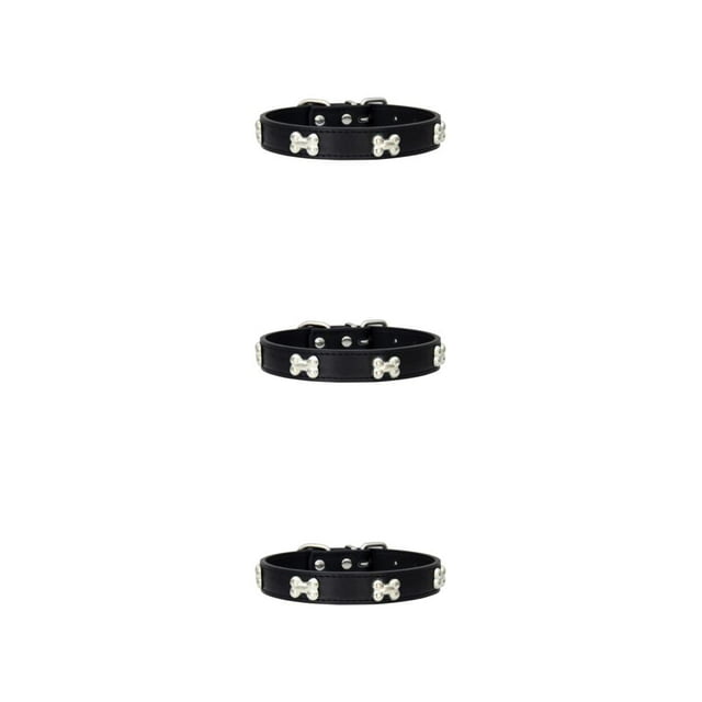 Justharion Stylish Collar For Dogs And Cats Durable Adjustable Buckles Comfortable Wear black 2.0*40cm 3Set