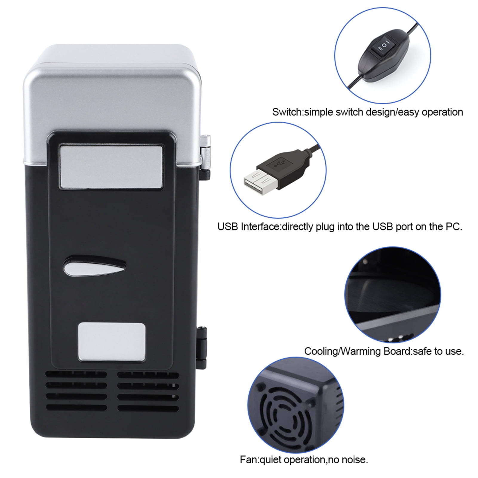 Mini USB Fridge,LED Compact Portable Skin Care Refrigerator USB Refrigerator Drinks Beverage Cans Refrigerator and Heater for Home, Office, Car and College Dorm Room[black]