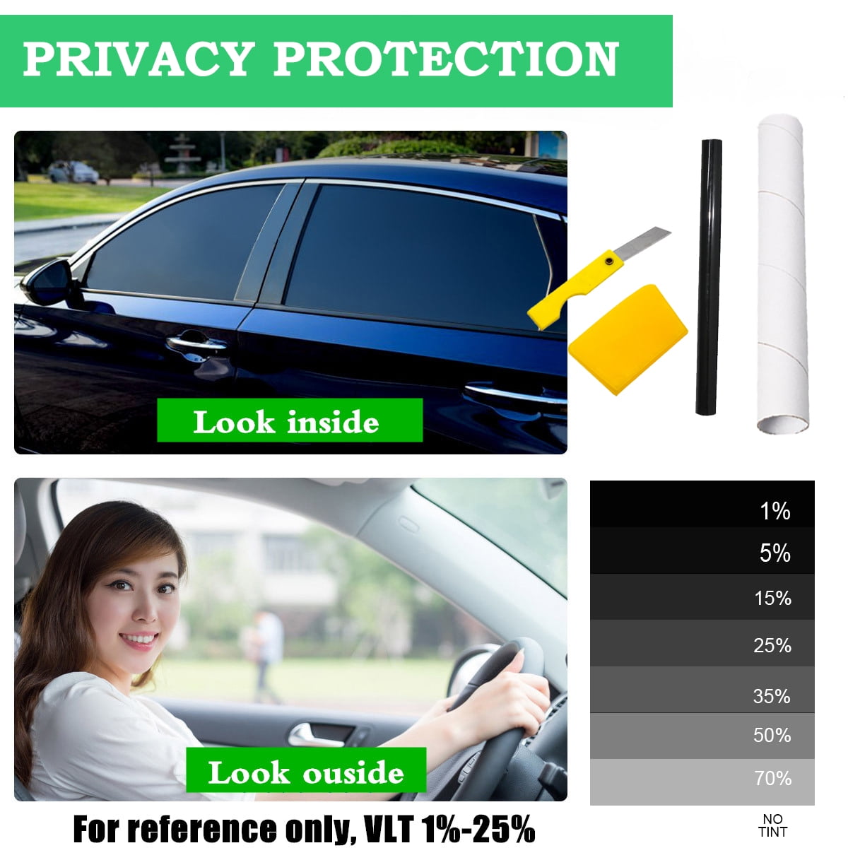 VLT 25% 20 60 5 FEET Office Commercial Car Home Uncut Roll Tint Window  Film U1