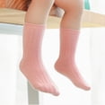 thumbnail image 5 of Karoyedx Toddler Crew Socks Children's Socks Boys And Girls Cotton Socks Double Needle Mid Calf Baby Baby Solid Color Socks Pink Size,1-3 Years, 5 of 5