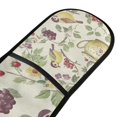 thumbnail image 4 of Yayeee Double Oven Mitt Kitchen Heat Resistant Baking 35" x7" Quilted Glove, Purple Birds Teapots, 4 of 6