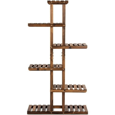 Canddidliike 6 Tier Garden Wooden Shelf Storage Plant Rack Stand , Heavy Duty Plant Holder Shelf for Home Indoor Outdoor