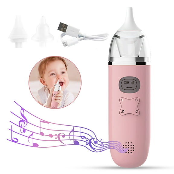 BreaDeep Baby Nasal Aspirator - Battery Powered Nose Cleaner with 3 Suction Levels for Newborn Infant Toddlers Kids for First Aid Kits & Nurseries (Pink)