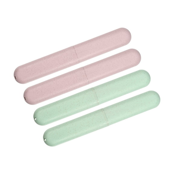 Vocoste 4 Pcs Traveling Toothbrush Holders Case, PP Toothbrush Case for Travel Business, Green Pink 8.07''x1.22''x0.83''